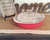 Vintage pink Pyrex 221 casserole dish with lid vintage kitchen antique cookware