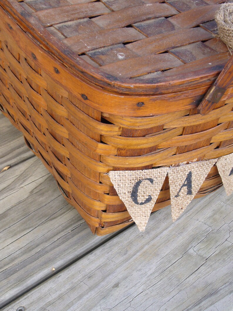 Rustic Woodland Shabby Chic Wedding Card Vintage Picnic Basket Etsy