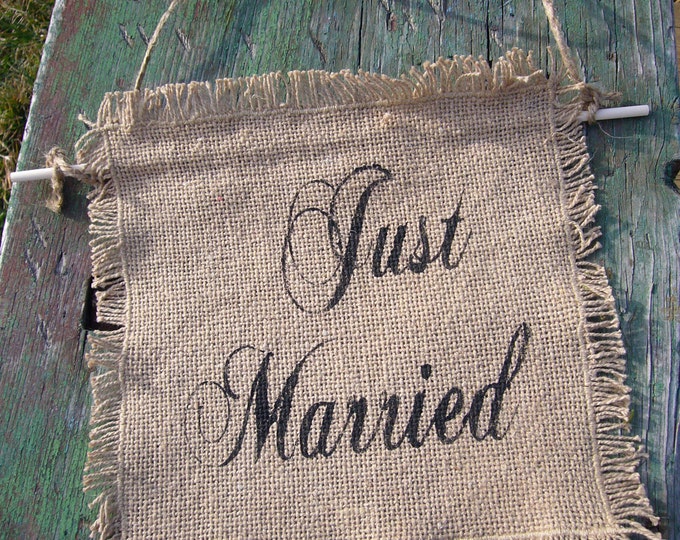 Just Married Chair Signs Burlap Wedding Sign Photo Prop Etsy