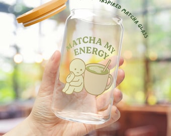 抹茶グラスカップ 16オンス | 竹製蓋とストロー – 抹茶好きへのギフトに、Matcha My Energy のかわいいドリンクウェアをどうぞ