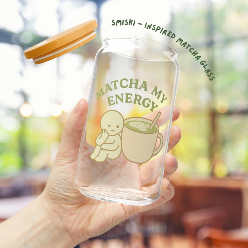 抹茶グラスカップ 16オンス | 竹製蓋とストロー – 抹茶好きへのギフトに、Matcha My Energy のかわいいドリンクウェアをどうぞ 画像 1