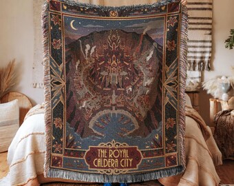 ATLA Inspired Fire Nation Capital Blanket, Royal Volcano Anime Tapestry