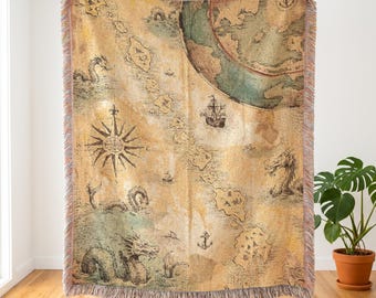 Grand Line Pirate Map Blanket | One Piece Inspired Tapestry