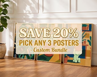 Wählen Sie 3 beliebige Poster, individuelles Wandbild-Set, verschiedene Kunstdrucke kombinierbar, 3er-Set für die Bilderwand, individuelles Poster-Set, UNGERAHMT