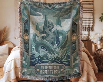 ATLA Inspired Serpents Pass Woven Blanket, Ocean Storm Anime Tapestry