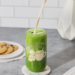 抹茶グラスカップ 16オンス | 竹製蓋とストロー – 抹茶好きへのギフトに、Matcha My Energy のかわいいドリンクウェアをどうぞ 画像 3