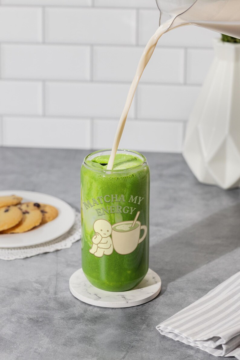 抹茶グラスカップ 16オンス | 竹製蓋とストロー – 抹茶好きへのギフトに、Matcha My Energy のかわいいドリンクウェアをどうぞ 画像 3