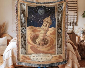 ATLA-inspirierte gewebte Decke „Spirit Library“, Anime-Wandteppich „Desert Owl“
