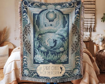 ATLA Inspired Spirit Oasis Woven Blanket, Water Tribe Anime Room Decor