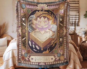 ATLA Inspired White Lotus Woven Blanket, Anime Pai Sho Board Tapestry