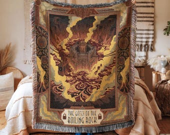 ATLA Inspired Boiling Rock Woven Blanket, Fire Nation Anime Tapestry