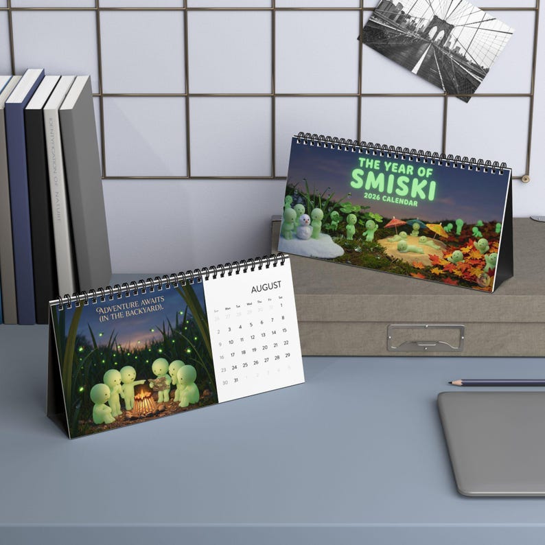 Smiski Inspired 2026 Calendar | Kawaii Aesthetic Mini Figure Art | Monthly Planner Gift image 3