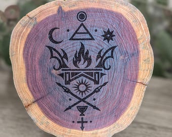 Cedar Disc Engraved Wooden Coaster Custom Brand Logo Design Rustic Table Protection Mat Laser Etched Wood Talisman Unique Gift Birthday