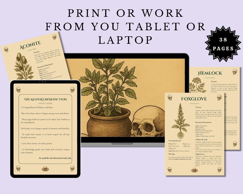 Baneful Herbs Grimoire Printable PDF – Poisonous Plants for Witchcraft & Ritual Magic | BOS Correspondence Pages image 8