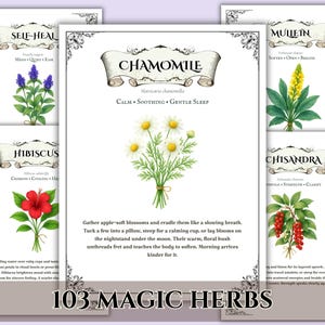 103 Witch’s Herb Cards • Magical Properties & Uses in Spells, Rituals and Healing • Printable PDF