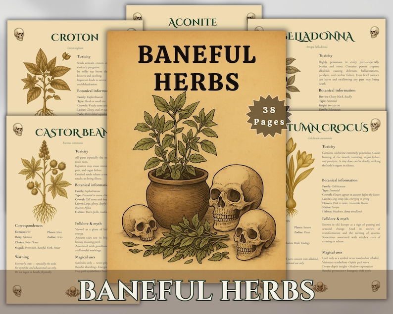Baneful Herbs Grimoire Printable PDF – Poisonous Plants for Witchcraft & Ritual Magic | BOS Correspondence Pages image 1