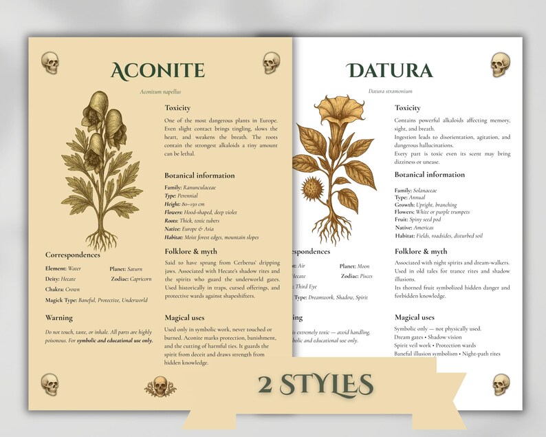 Baneful Herbs Grimoire Printable PDF – Poisonous Plants for Witchcraft & Ritual Magic | BOS Correspondence Pages image 2