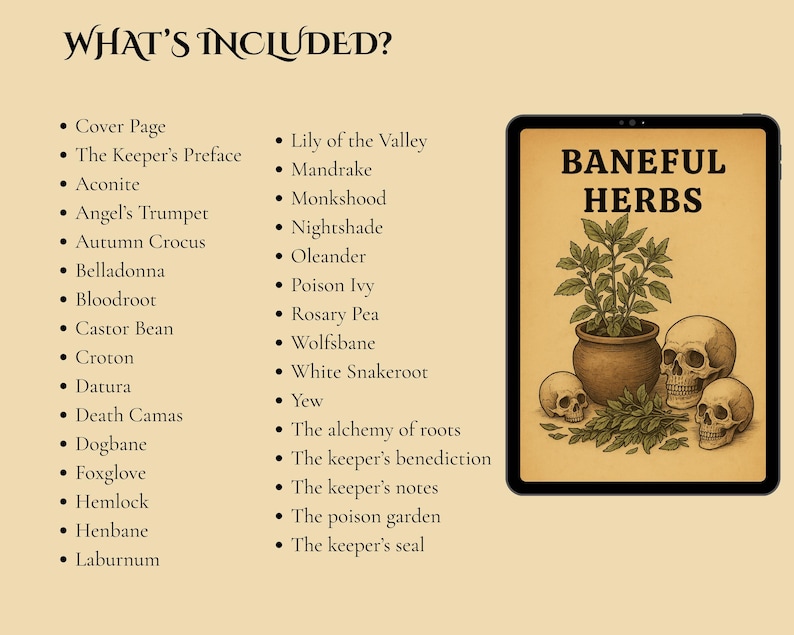 Baneful Herbs Grimoire Printable PDF – Poisonous Plants for Witchcraft & Ritual Magic | BOS Correspondence Pages image 4