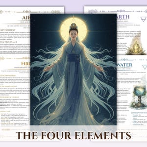 Four Elements Grimoire Pages Printable | Witch Book of Shadows PDF