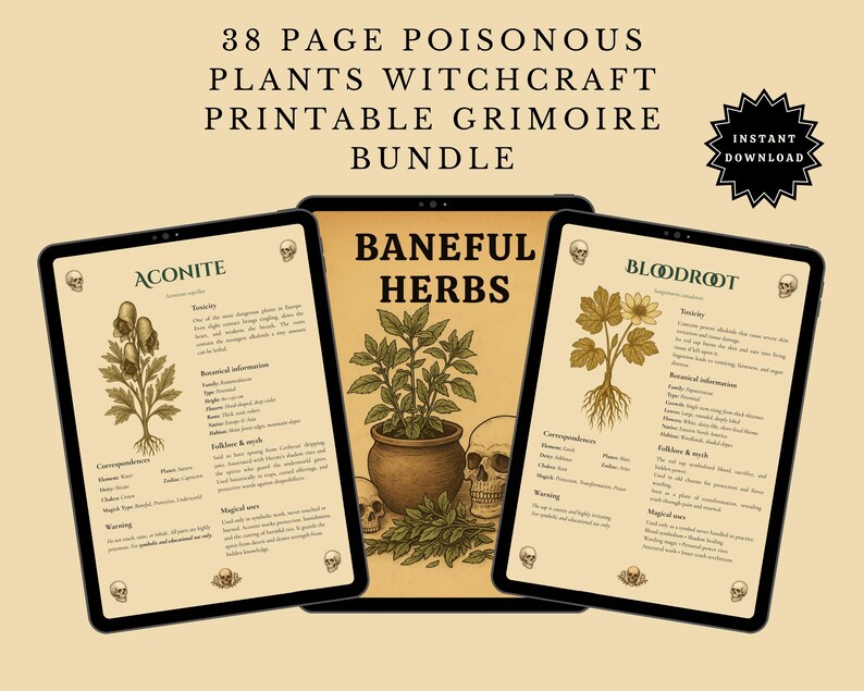 Baneful Herbs Grimoire Printable PDF – Poisonous Plants for Witchcraft & Ritual Magic | BOS Correspondence Pages image 7