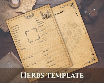 Materia Medica Template Printable | Herb Grimoire Pages | Green Witch PDF