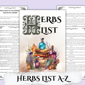 450+ Herbs Guide Printable | Herbal Magick A-Z | Green Witch Grimoire PDF