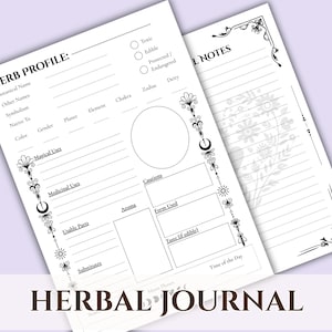 Materia Medica Template Printable | Herb Grimoire Pages | Green Witch Herb Journal PDF