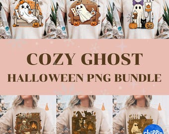 Cozy Halloween Ghost PNG Clipart Bundle | Fall Designs (Digital Download)