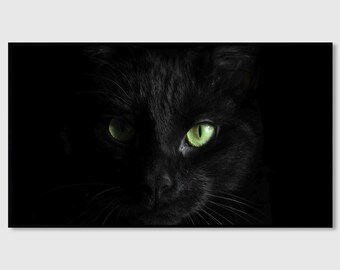 Black Cat Eyes Frame TV Art, Vintage Halloween Decor (Digital Download)
