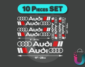 Audi S Line Decal Set: Red & White Vinyl Racing Stickers