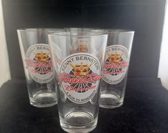 4 Vintage Kenny Bernstein "Forever Red" Budweiser Glasses