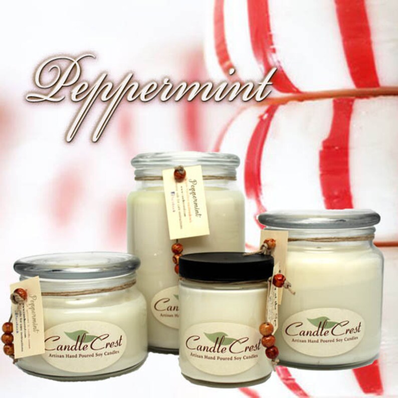 Peppermint Scented Candles Soy Candles eco Friendly 100 Etsy