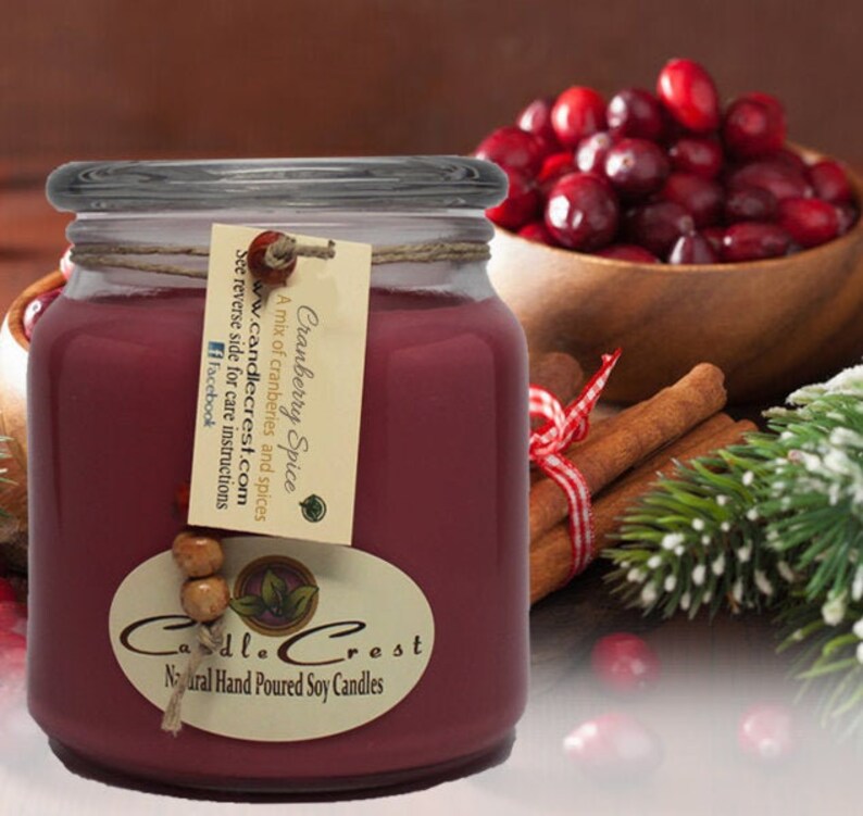 Cranberry Spice Scented Soy Candle, Holiday Candles, Cranberry Scented
