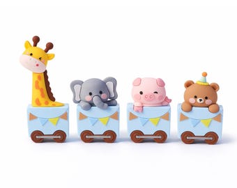 3D-Dschungeltier-Zug Cake Topper Set