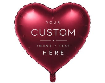 Custom Printed Heart Foil Balloon, Personalized Name Photo Logo Text Party Detail