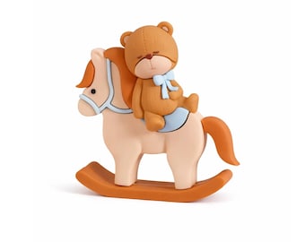 Teddy Bär Schaukelpferd Cake Topper Set