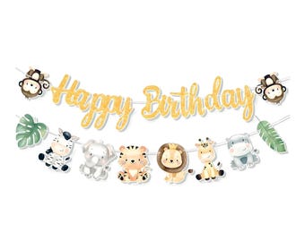 Dschungel Tier alles Gute zum Geburtstag Banner