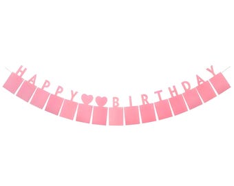 Rosa alles Gute zum Geburtstag, Fotopapier, Girlande
