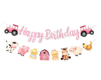 Bauernhof Tier alles Gute zum Geburtstag Banner