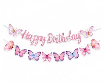 Rosa Schmetterling alles Gute zum Geburtstag Banner