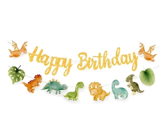 Dinosaurier Tiere alles Gute zum Geburtstag Banner