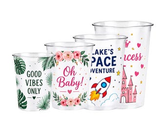 Custom Frosted Cups with Lids, Personalized Party Drink Favors