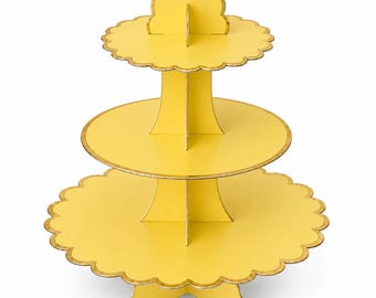 Support à cupcakes à 3 niveaux avec bordure dorée