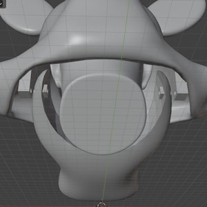 May include: A 3D-rendered, gray, abstract sculpture with rounded shapes and a grid background. The sculpture has a symmetrical design with curved elements and a central circular form. The image is a digital rendering.