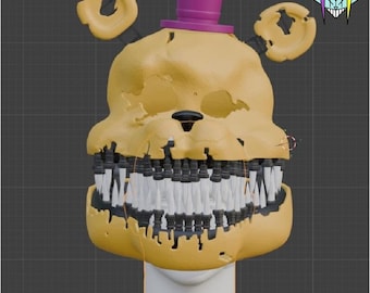 FNAF Nightmare Fredbear 3D MODEL file cosplay helmet (DIGITAL)