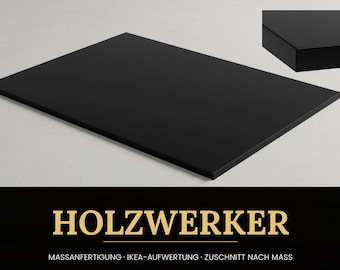 Custom-made tabletop – Black Matte (Miniperl) 19 mm thick, edged – Cut to size for furniture making & decoration