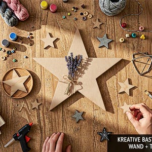 Holzstern aus Multiplex Birke roh CNC gefräst Bastelholz Stern in 50–300 mm Deko, DIY, Geschenkidee