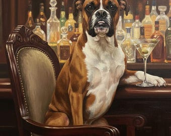 Martini-Hundeportrait-Druck | Personalisierte Haustier-Bar-Kunst