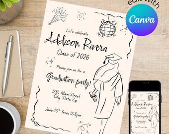 Minimalist Graduation Party, Open House Invite