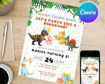 Dinosaur Birthday Party Invitation (digital template)